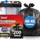 Teivio Large Black Trash Bags 40-45 Gallon 200 Counts Multipurpose Trash Bags,39,40,42,44,45 Gal,Heavy Duty Garbage Bags,For Industrial, Commercial, Construction, Outdoor, Lawn, Leaf, Can liners