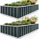 KING BIRD Raised Garden Bed 68" x 36" x 12" (2 Packs) Galvanized Steel Metal Outdoor Planter Kit Box for Vegetables, Flowers, Fruits, and Herbs, Dark Grey