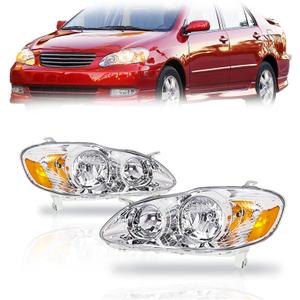 waltyotur Replacement for 2003 2004 2005 2006 2007 2008 Corolla Headlight Assembly Head Lamps Headlights Pair Left+Right