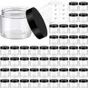 48 Pack 6 Oz Plastic Jars with Lids, 6oz Small Plastic Containers with Lids for Cosmetic Makeup Beauty Products, Slime, Sample, Travel, BPA Free | Wide Mouth | Refillable