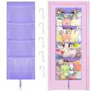 Hanging Stuffed Animal Storage, Over Door Large Plush Toy Organizer with Metal Hook, Baby Accessory Holder Idea for Nursery, Doll & Bear Mesh Hammock Bag for Girl Boy Kid Room