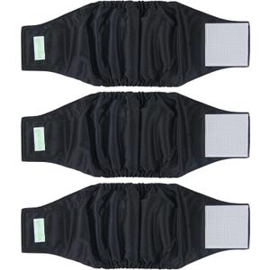 wegreeco Washable Dog Diapers - Washable Male Dog Belly Wrap - Pack of 3 - (Black,Medium)