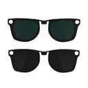 HIBLOKS 2Pcs Polarized Clip for Ray-Ban Meta Wayfarer RW4008 & Gen 2 RW4012 Large (53-22), Discoloration Clip-on Compatible with Meta Wayfarer Gen 2 Protect Your Eyes, Cool and Fashion (Black+Green)