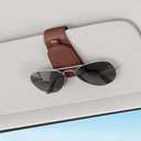 Sotfamily Sunglass Holder for Car Visor, Suede Cloth Magnetic Sunglass Organizer for Car Accessories, 2 Packs, Brown