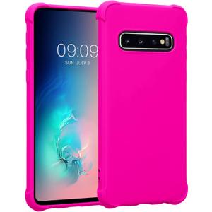 KIOMY Neon Hot Pink Case for Samsung Galaxy S10+ / S10 Plus, Airbag Corners Shockproof Bumper Protective Phone Cover, Flexible TPU Solid Bright Vibrant Color