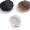 Small Ceramic Spoon Rest 3PCS for Coffee Tea Spoon Kitchen Counter Dining Table Decor, Stable Glaze Sauce Tray Porcelain Utensil Spoon Holder for Stove Top Coffee Bar Easy Clean (Orbicular-2)