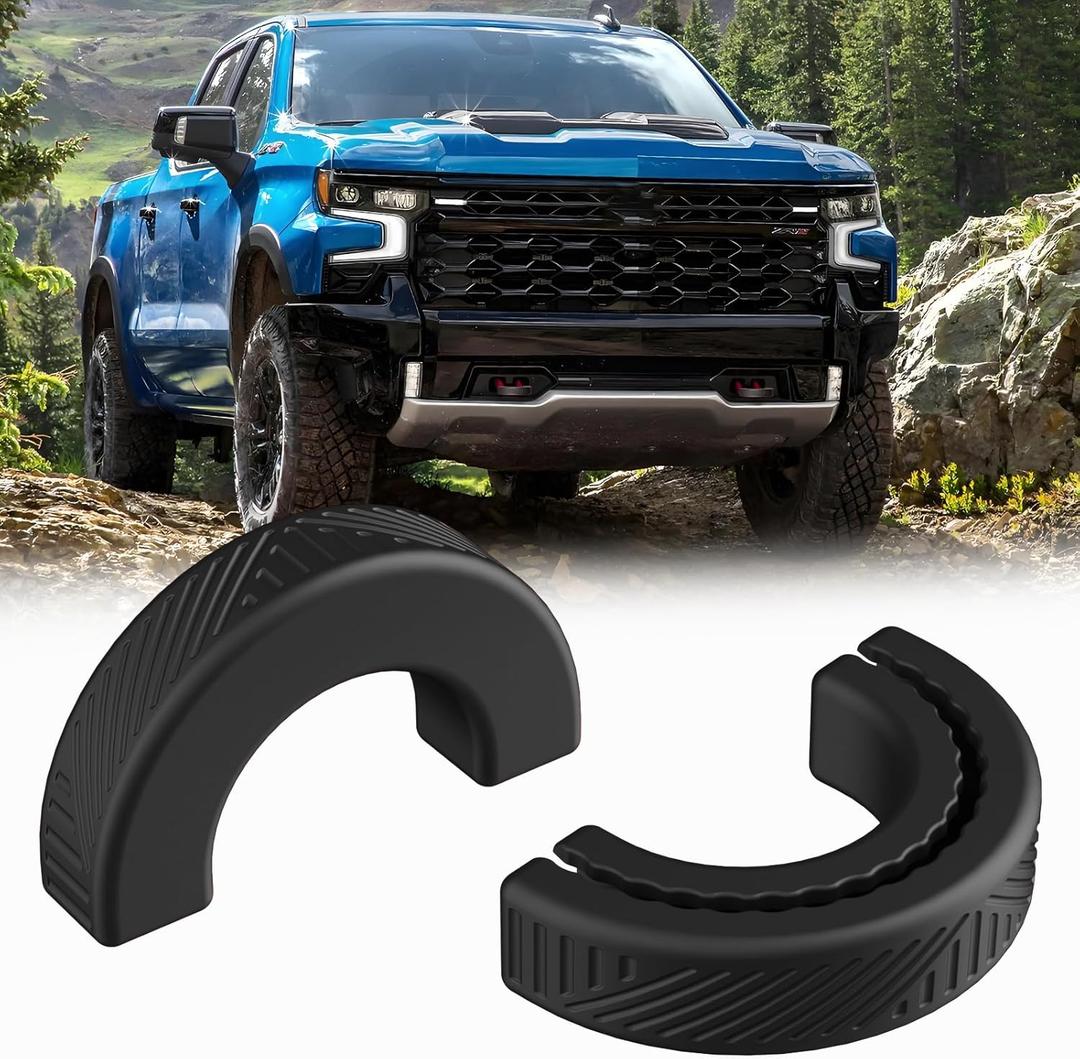 Tow Hook Covers Compatible with Chevy Silverado 1500 2007-2025, Hitch Cover Front Car Tow Hooks Compatible with GMC Sierra 1500 2007-2018 Chevrolet Silverado 1500 Accessories 2007-2025 (Black)