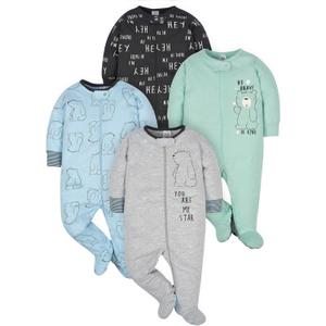Gerber Baby Boys 4 Pack Sleep 'N Play Footie (Bear)
