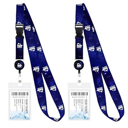 2 Pack Retractable Cruise Lanyard with Waterproof ID Holder Retractable Reel for Cruise Key Cards Ships Essentials & Must Have Travel Accessories（Blue Cruise Ship）