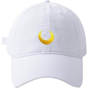 AACKS Women Men Cap L-UNA M-oon Hat Animie Moon Cap Moon Accessories Moon Baseball Cap White