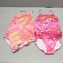 LUOUSE Girls Sparkle Swimsuits Quick Dry Crossback One Piece Beach Swimwear Bathing Suit with Adjustable Strap 4-9 Years (5-6 Years, 30 Pink Heart/Pink Leopard)