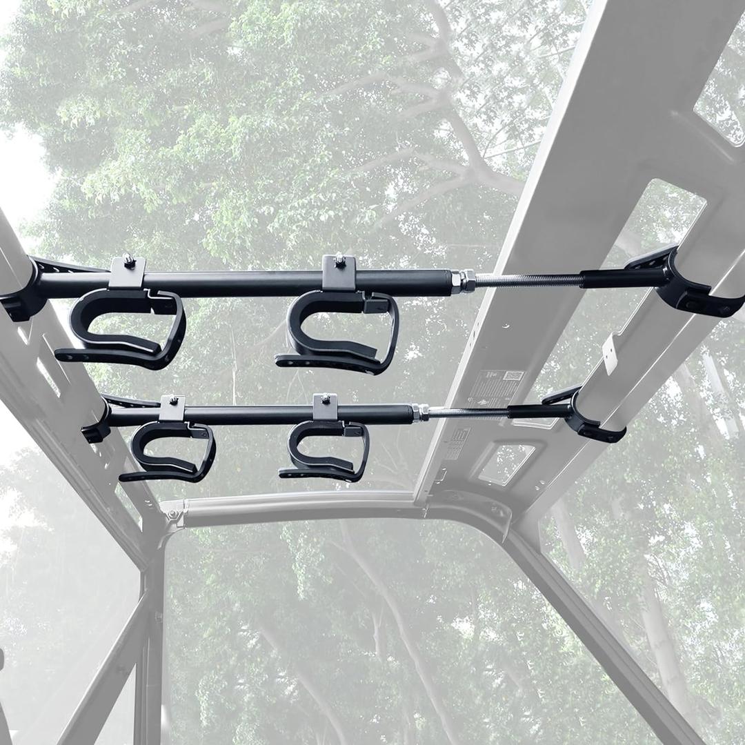 StarknightMT UTV Gun Rack - UTV Overhead Gun Holder Roof Gun/Bow Rack with Soft Padding, Adjustable Fits 21"-27" Spacing Compatible with Polaris Ranger Kawasaki Mule/RTV