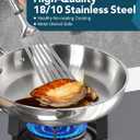 MICHELANGELO 18/10 Stainless Steel Frying Pan Set, 8" / 9.5" / 11" Cooking Pans, Triply Base Stainless Steel Pan Set with Ergonomic Handle, Induction Compatible
