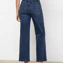 GRAPENT Pull On Womens Jeans Baggy Stretchy High Waisted Denim Wide Leg Trouser Pants Trendy Front Seam 90s Loose Jean (Blue), L