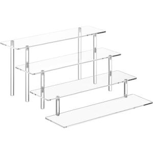 HENABLE 4 Tier Acrylic Perfume Organizer Stand, Clear Display Risers for Perfume, Cologne, Cosmetic, Skincare, Funko POP, Dessert Display, Cupcake Stand Holder