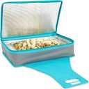 Juvale Thermal Insulated Casserole Carrier - Food Warmer Bag Container to Keep Food Hot for Lunch, Potluck Dish, Picnics, Pie, Transport (Teal and Gray, 16x10x4 in)
