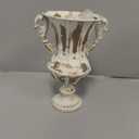 SOFE Distressed White and Gold Metal Vase, 10 Inch Tall Rustic Vintage Flower Vase, Small Urn Planter for Wedding Party Table Centerpieces, Flower Vases for Bouquet, Living Room Home Shelf Decor