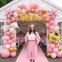 Pink and White Gold Grad Balloon garland arch kit 145pcs With Large Gold Star GRAD Letter balloons for 2026 graduations decorations Prom girl's birthday party supplies