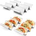 Taco Holders 4 Packs - Stainless Steel Taco Stand Rack Tray Style, Oven Safe for Baking, Dishwasher and Grill Safe