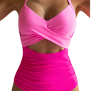 Eomenie Women's One Piece Swimsuits Tummy Control Cutout High Waisted Bathing Suit Wrap Tie Back 1 Piece Swimsuit, Size Medium