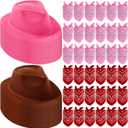 Hillban 72 Pcs Western Cowboy Hat and Paisley Bandana Set for Kids Felt Cowboy Party Hats for Costume Party Favors(Brown, Pink)