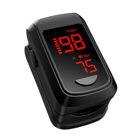 Fingertip Pulse Oximeter- Mini Oximeter Oxygen Saturation Monitor for SpO2/Heart Rate/PI, with Auto Graph Display/Alarm/Dedicated App, Compatible with iOS&Android Black