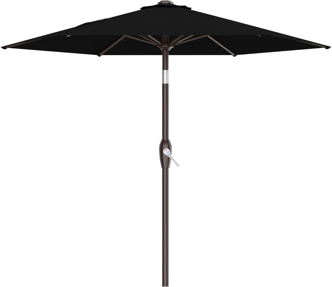 AreShark 7.5FT Patio Umbrella Table Market Umbrella w/Tilt and Crank, Heavy-Duty Outdoor Umbrellas for Pool, Deck, Garden and Backyard, Black