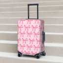 Travel Luggage Cover Pink Bows, High Elasticity Washable Travel Baggage Protector Case Fits 18-22 in