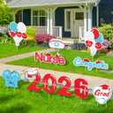 Quera 14 Pcs Nurse Graduation Yard Signs with 28Pcs Stakes Grad Cap Lawn Sign Waterproof Congrats Grad Lawn Decorations Medical Nursing Graduation Party Lawn Decor supplies