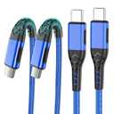 Durcord USB C Charger Cable Fast Charging, 2Pack 100W 6ft USB C to USB C Cable for Android Phone Pad, Type C to Type C Charger Braided Compatible with iPhone 15 Pro/Plus/Max/Android/Phone/Pad Blue