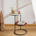 Round Side Table, Modern End Tables Living Room Furniture, Wood Nightstand Small Bedside Table, Unique Accent Tables
