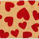 Valentine's Day Natural Coir Doormat Red Love Heart Welcome Floor Mat Non-Slip Entrance Door Rugs for Indoor Outdoor Home Bathroom Decor, 16.5 x 29 Inch