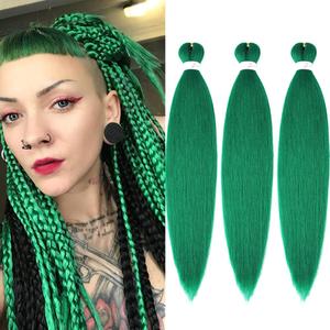 Green Braiding Hair Extensions 16 Inch Pre stretched Braiding Hair Hot Water Setting Synthetic Hair Pre Stretched Crochet Braids Hair(16 Inch,3 Packs,Green#