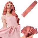 Amazon.com : Invisible Rose Gold Pink Tape in Hair Extensions Human Hair Diy Hair Extensions Tape in 24 Inch Long Remy Human Hair Extensions for Christmas : Beauty & Personal Care