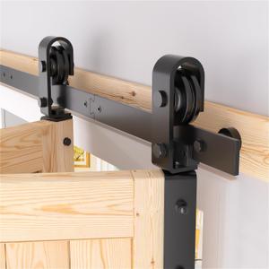 48" Bifold Barn Door Hardware Kit - Fit for 2 Bifold Doors, Black Plastic Spraying, Folding Push-Pull, Thickened Carbon Steel - Sturdy & Durable - Anti-Skipping Design (zdm-48-2)