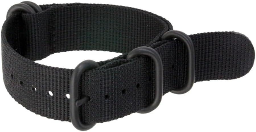 24mm Nylon Watchstrap All Black Premium Military Replacement 24mm Canvas Single Piece Watchband for Outdoor Sports