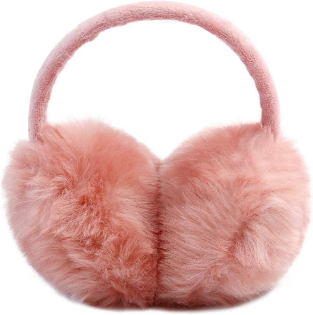 POXIMI Women Winter Earmuffs Girl Ski Adjustable Ear Covers for Kid Cute Bow Ear Warmer Outdoor Earmuff Fleece Lining (Pink)