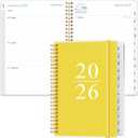 2026 Planner - A5 Weekly & Monthly Planner Spiral Bound, January 2026 - December 2026, Academic Planners 2026 with Flexible Cover, Tabs, Inner Pocket, 6.4" x 8.5", Yellow