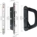 Patio Sliding Door Handle Set with Mortise Lock, Suitable for Sliding Glass Patio Door Thickness from 1.5in to 2in, 4-15/16" Screw Holes, Need to Drill, Reversible Design, Keyed (Black)