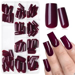 240pcs Burgundy Press on Nails,Square Medium Nails Press ons