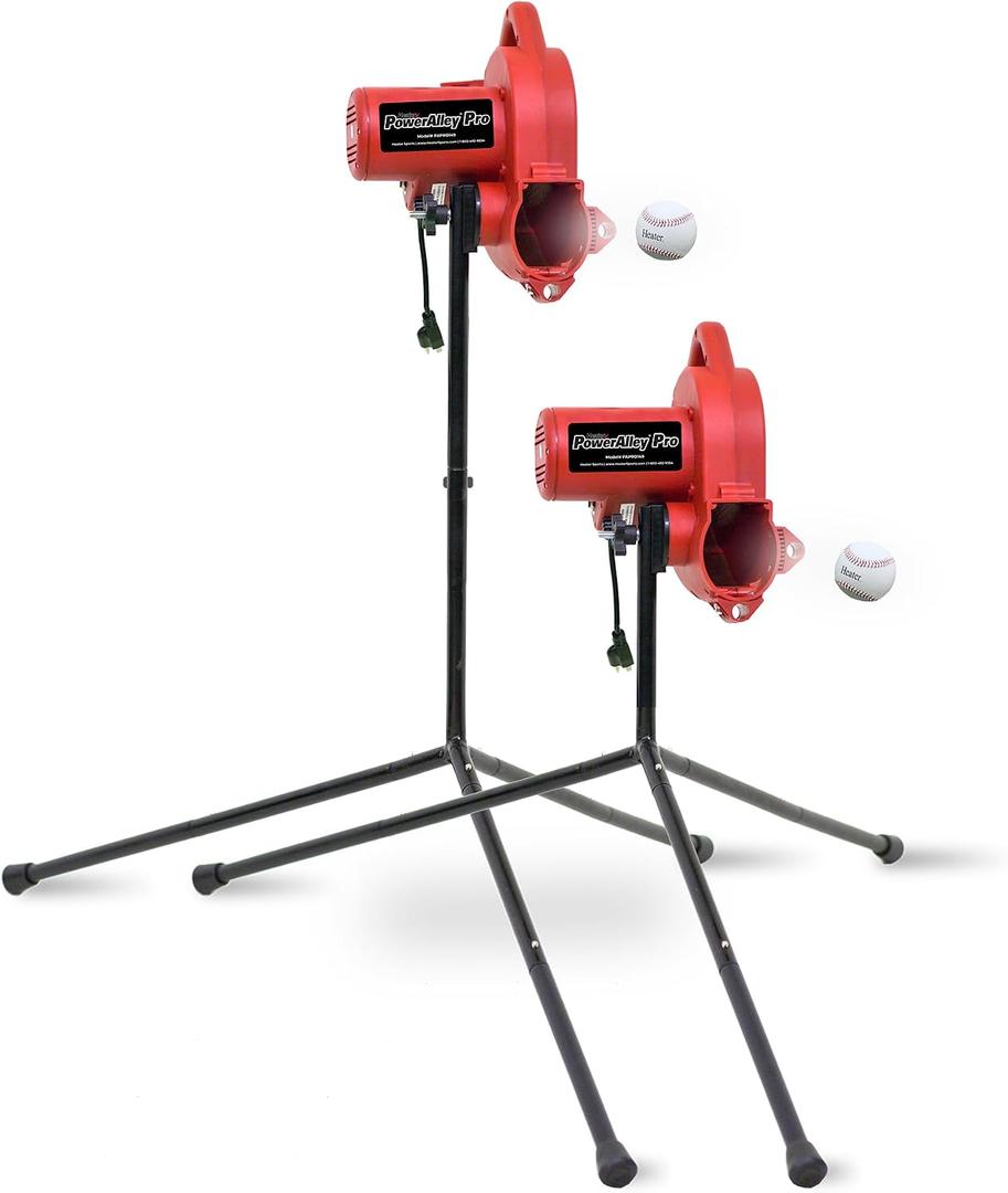 Heater Power Alley Pro Real Baseball Machine - Adjustable Design, Pitches Real Baseballs Up to 45 MPH, Accurate and Portable Training Tool for Batting, Pitching, and Field Practice, One Size