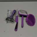 Dog Slicker Brush for Dogs Grooming Kit 4PCS | Large Dog Brush for Goldendoodles Poodles Doodles | Long Pin Haired Brush | Poodle Brushes and Comb (Purple)