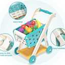 Jovow 102pcs Kids Shopping Cart Trolley Play Set with Pretend Food and Accessories,Perfect for Ages 3+ Pretend Play and Role-Playing Games