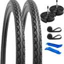2-PCS 700C Road Bike Tires 700X38C/40-622 and 700C Heavy Duty Bike Tubes Presta Valve with 2 Rim Strips Compatible with 700X36C 700 X 38C 700X40C Bike Bicycle Tires and Tubes (Y-1074)