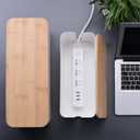 2 Pack Large Cable Management Box Wooden Style Cord Organizer and Cover for TV Wires, Computer, Router, USB Hub and Under Desk Power Strip Safe ABS Material and Baby-Pets Proof Lock (White)