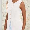 PRETTYGARDEN Blazer Vest Tops for Women Sleeveless Button Down Business Casual Outfits Work Suit Vests Waistcoat (White, S)