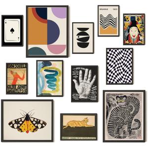 97 Decor Vintage Eclectic Wall Art Collage - Abstract Modern Art Prints For Wall Decor, Cool Funky Pictures Maximalist Paintings Retro Bauhaus Posters Set For Dorm Bedroom Home Decorations (Unframed)