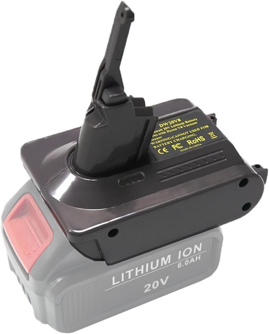 V8 Battery Adapter Replacement for Dyson V8 Battery, Convert to Dewalt 20V Battery to Dyson V8 Absolute,Animal,Fluffy, Motorhead, Handheld Series vacuums,SV10 967834-02