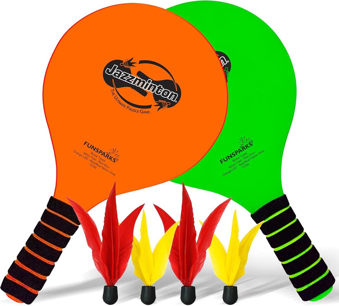 Funsparks Paddle Ball Jazzminton Game - All-Season Indoor/Outdoor Racquet Game for Active Play