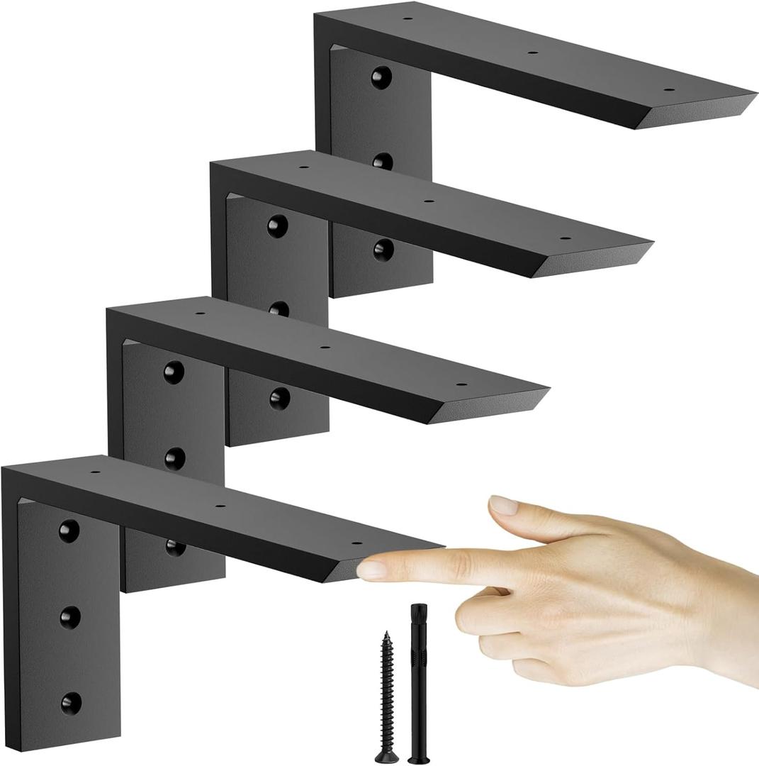 Countertop Support Bracket 12 inch 4 Pack (3/8" Thick),Premium Heavy Duty Granite Countertop Brackets 12"x6"x2.5",Shelf L Bracket Mantel Corbels for Quartz,Wood,Concrete and Laminate Countertops